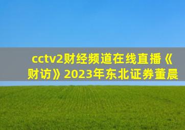cctv2财经频道在线直播《财访》2023年东北证券董晨